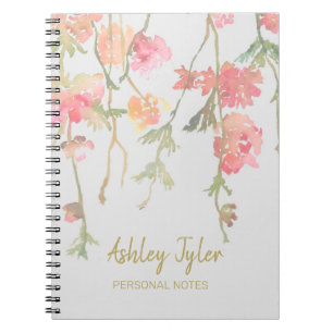 Caderno Espiral Pastel Pink floral girassol personalizado