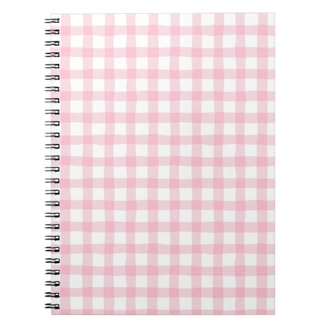 Caderno Espiral Pastel Pink Plaid – Soft Aesthetic Seamless  (Frente)