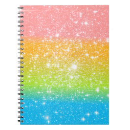 Caderno Espiral Pastel Rainbow Astral Glitter