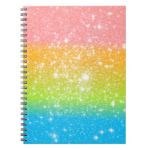 Caderno Espiral Pastel Rainbow Astral Glitter