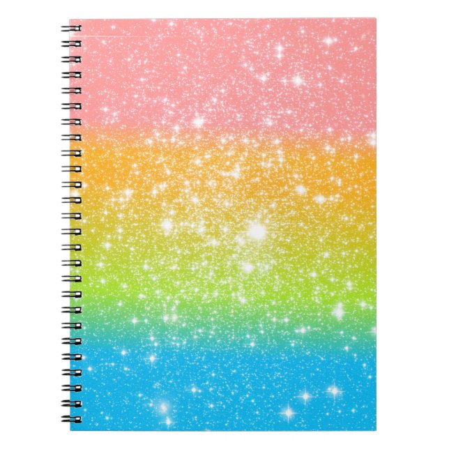 Caderno Espiral Pastel Rainbow Astral Glitter (Frente)