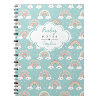 Caderno Espiral Pastel Rainbow Baby Notes Journal Custom Name