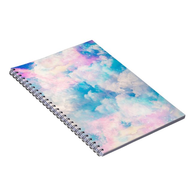Caderno Espiral Pastel Rainbow Cloudy Sky Aestético (Lado Direito)