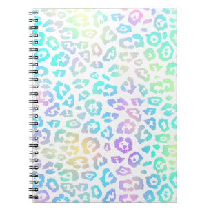 Caderno Espiral Pastel Rainbow Leopard Patterno