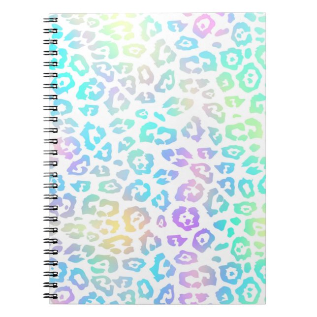 Caderno Espiral Pastel Rainbow Leopard Patterno (Frente)