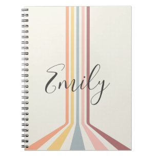 Caderno Espiral Pastel retro estilo stripes design