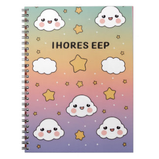 Caderno Espiral “Pastel sonhador, nuvens suaves, estrelas, capa de