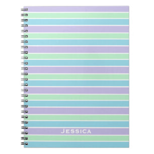 Caderno Espiral Pastel Stripes Personalizadas