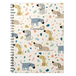 Caderno Espiral Pastel Terrazzo Funny Cute Dog Patterno