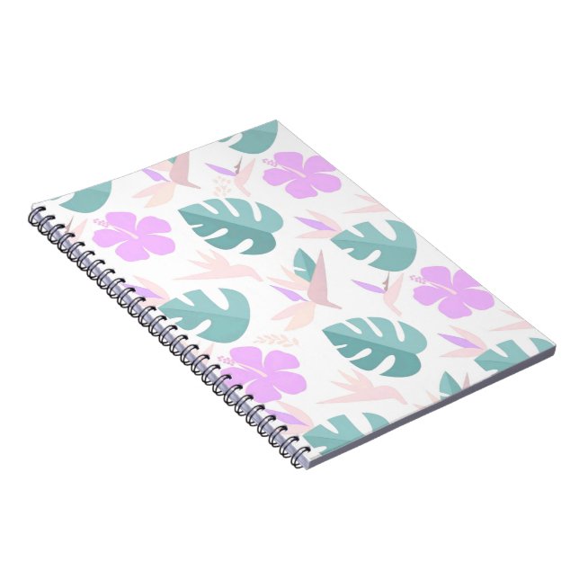 Caderno Espiral Pastel Tropical Floral Pattern (Lado Direito)