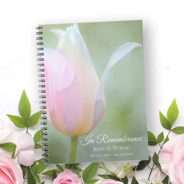 Caderno Espiral Pastel Tulip Primavera Funeral Memorial Guest (Criador carregado)