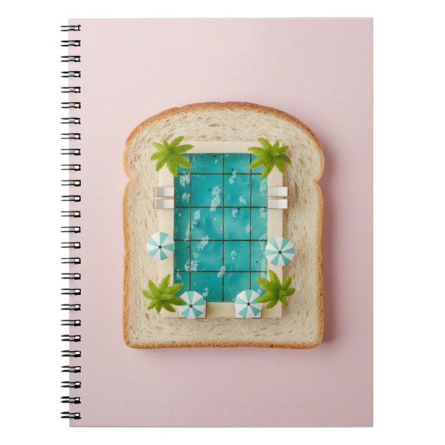 Caderno Espiral Pastel Vaporwave Pool Toast (Frente)