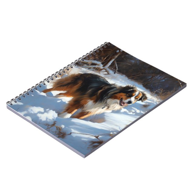 Caderno Espiral Pastor Australiano Deixa Neve Natal (Left Side)
