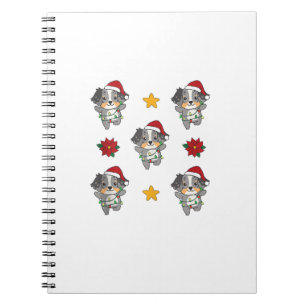 Caderno Espiral Pastor australiano Feliz Natal Ch de inverno