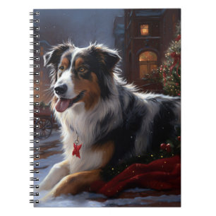 Caderno Espiral Pastor Australiano Temporada de Natal