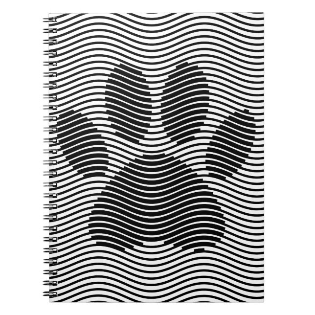 Caderno Espiral Pata De Cães Impressa Em Ondas Pretas E Brancas (Frente)