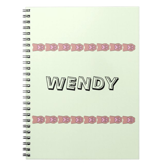 Caderno Espiral Pata imprime verde claro Nome personalizado (Frente)