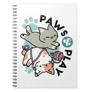 Caderno Espiral Patas e Diversão – Ilustração Adorável de Gato