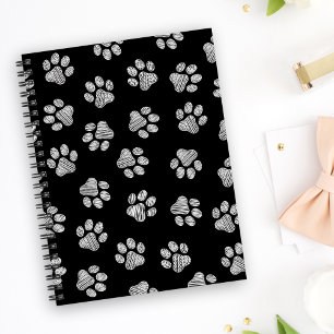 Caderno Espiral Patas Rabiscadas, Patas de Cachorro, Patas Brancas