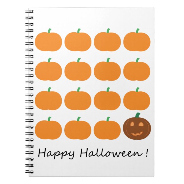 Caderno Espiral Patch de Abóbora Feliz Halloween (Frente)