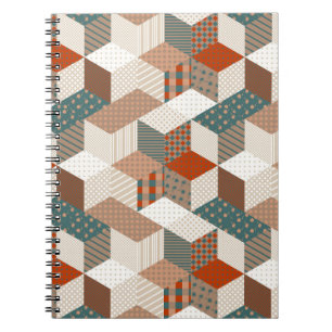 Caderno Espiral Patches Stars Vintage Brown Green