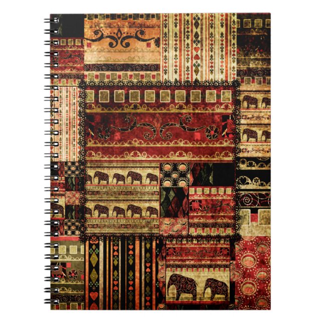 Caderno Espiral Patchwork african standard grunge impressão (Frente)