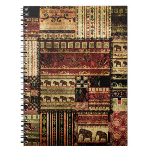 Caderno Espiral Patchwork Africano: Grunge Impressão Background