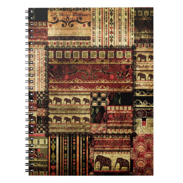 Caderno Espiral Patchwork Africano: Grunge Impressão Background (Frente)