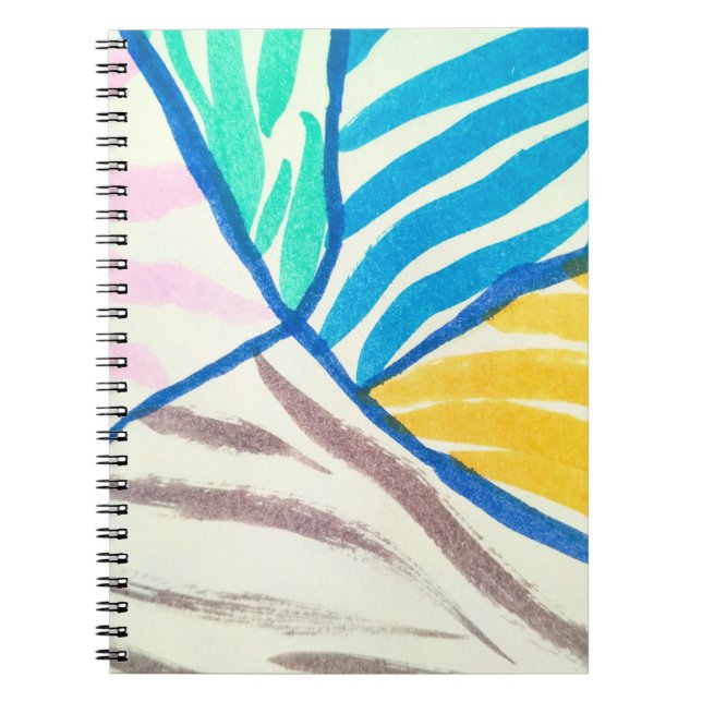 Caderno Espiral Patchwork com aquarela: estilo de pintura sujo. (Frente)