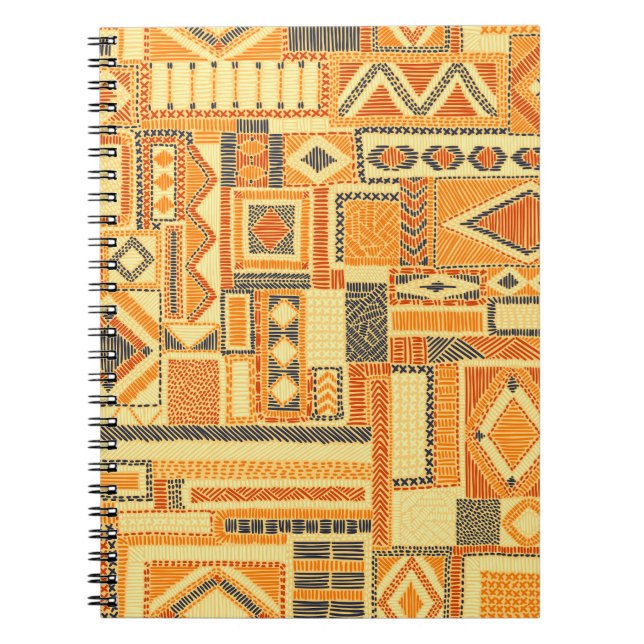 Caderno Espiral Patchwork da Boêmia bordada - padrão perfeito (Frente)