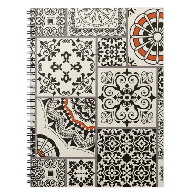 Caderno Espiral Patchwork de Azulejos Majolica Árabe do Islã (Frente)