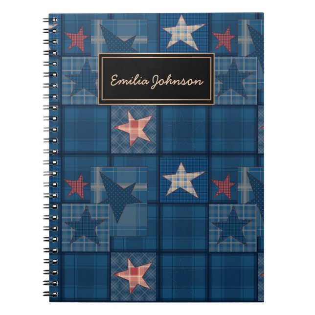 Caderno Espiral Patchwork de Denim (Frente)