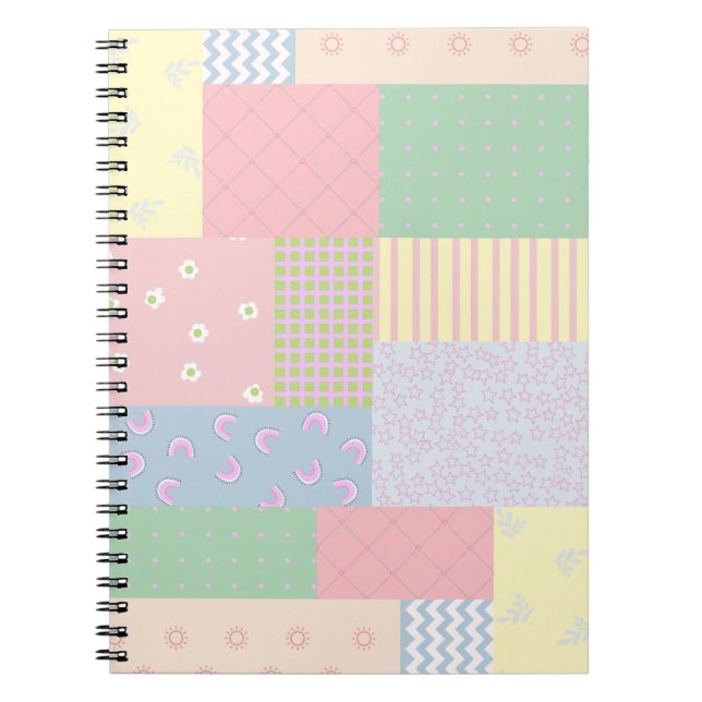 Caderno Espiral Patchwork de Pastel (Frente)