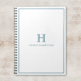 Caderno Espiral Patina Inicial Moderna Borda Azul
