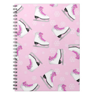 Caderno Espiral Patinagem artística - rosa dos skates de gelo com