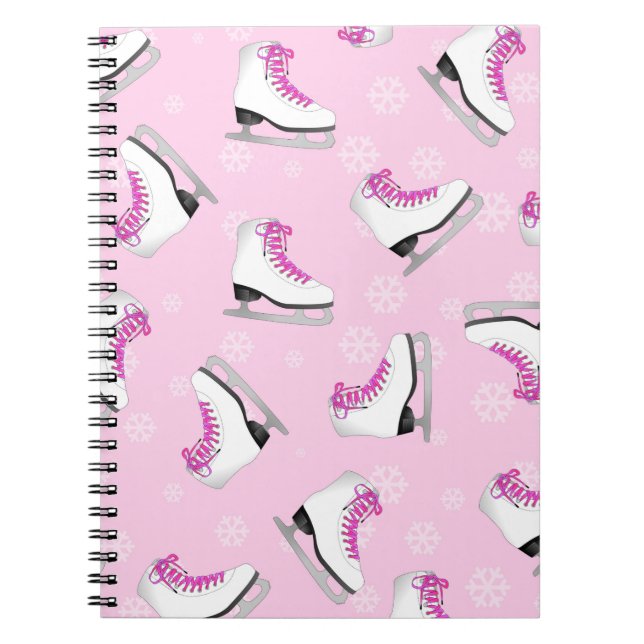 Caderno Espiral Patinagem artística - rosa dos skates de gelo com (Frente)