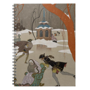 Caderno Espiral Patinagem no gelo no lago congelado