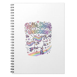 Caderno Espiral Patins de Rolo Unicórnio Adesivo Divertido de Unic