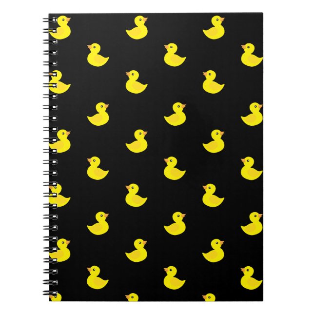 Caderno Espiral Pato Amarelo Pequeno no Fundo Preto (Frente)