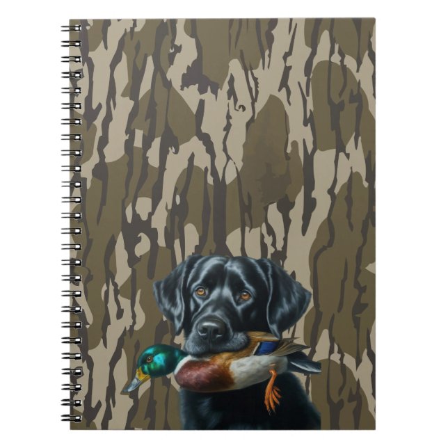 Caderno Espiral Pato caçando Labrador Retriever Bottomland Camo (Frente)