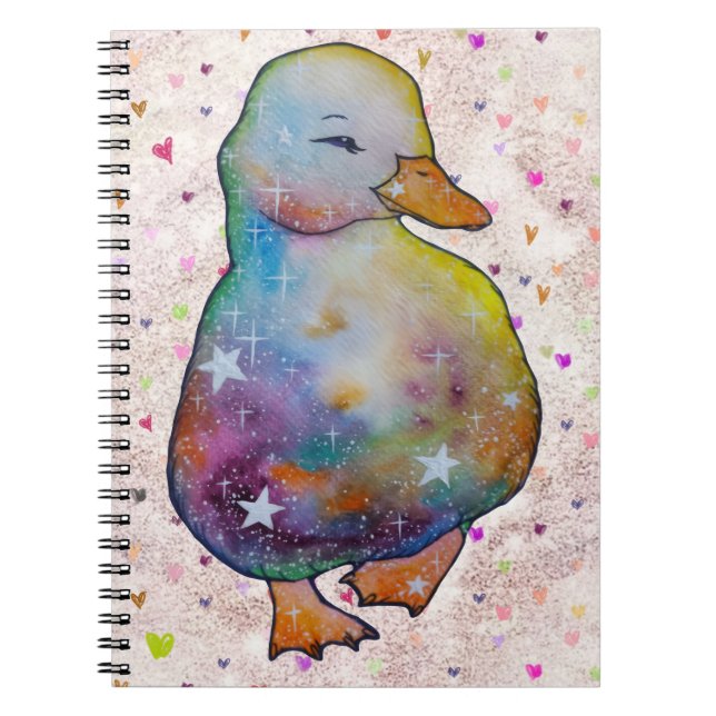 Caderno Espiral Pato chamado Arco-íris (Frente)