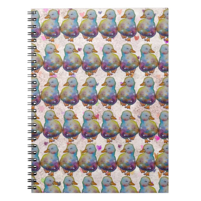 Caderno Espiral Pato chamado Arco-íris (Frente)