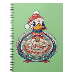 Caderno Espiral Pato do Folclore de Natal Vestindo um Chapéu de Pa