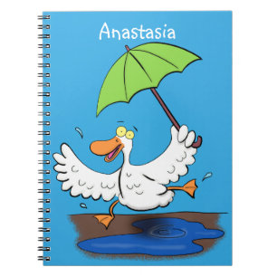 Caderno Espiral Pato engraçado com desenho animado de dança de gua
