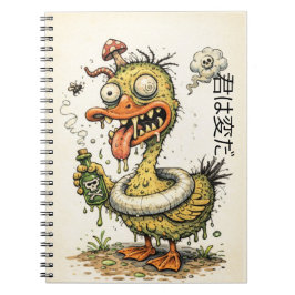 Caderno Espiral Pato esquisito bebendo bebida estranha
