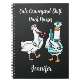 Caderno Espiral Pato Fofo do Turno da Noite Nome de Enfermeiras En