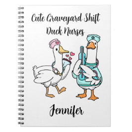 Caderno Espiral Pato Fofo do Turno da Noite Nome de Enfermeiras En