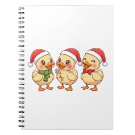 Caderno Espiral Patos de Natal Fofos Kawaii | Férias Festivas