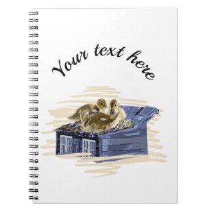 Caderno Espiral Patos marrons no telhado