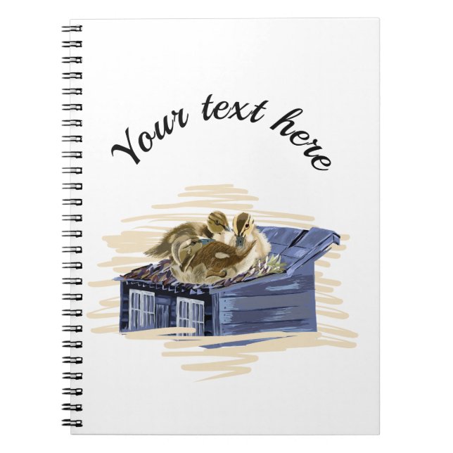 Caderno Espiral Patos marrons no telhado (Frente)
